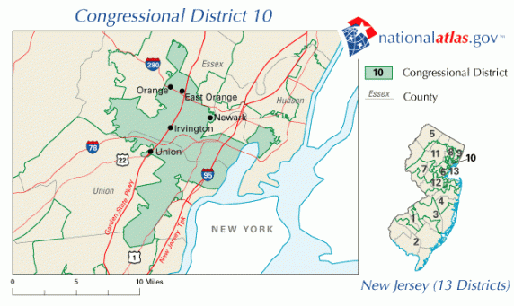 Map of New Jersey's 10th District