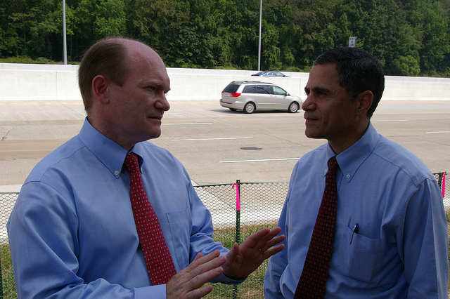 Senator Coons in front of I-95