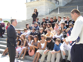 Congressman Murphy answers questions from Chartiers Valley High School AP Government students during their trip to Washington, D.C.