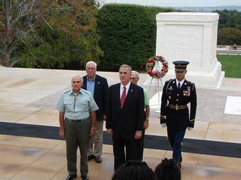 Congressman Tim Murphy participates in a wreath laying ceremony at the Tomb of the Unknowns at Arlington National Cemetery with local World War II veterans from Greensburg, PA.