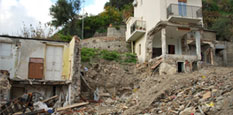 Destroyed homes after a landslide