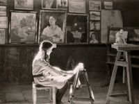 Picture of a student at the Bezalel art school in Jerusalem