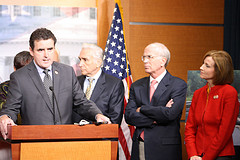Rep. Hayworth listens as fellow House Hurricane Irene Coalition member Rep. Fitzpatrick speaks during the press conference