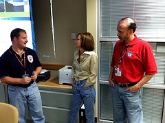 Rep. Hayworth is briefed on Putnam County's response to Hurricane Irene by Deputy Director of Emergency Services Adam Stiebling and County Executive Paul Eldridge