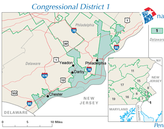 Map of Pennsylvania&#039;s 1st District