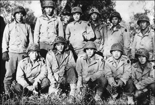 A group of 100th Infantry Battalion soldiers.