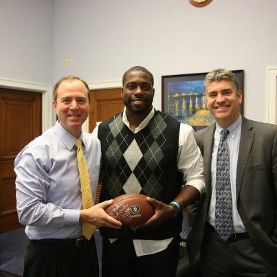 Photo: Rep. Schiff with Justin Brooks and Brian Banks of the California Innocence Project