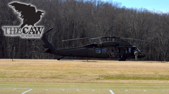 Black Hawk Lands On Practice Field