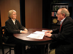 Rep. Miller on the set of St. Clair & Marine City community television