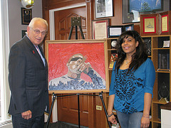 5.6.2011 - Rep. Pascrell welcomes Congressional Art Show winner to District Office.