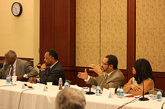 Dr. Michael Eric Dyson seen speaking on the economic crisis in the Black community.