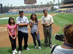 Art Competition Winners on the field of Dodger Statium