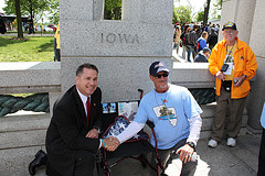 Rep. Braley with veteran honoring both of their fathers who served in WWII