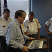 Rep. Culberson receieving photo of the VFW District 4 Ceremonial Team