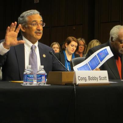 Photo: Today I testified, along with Rep. Danny Davis of Illinois, before the Senate Judiciary Committee on ending the "cradle-to-prison pipeline." More information on my testimony and proposal to help end the "pipeline," The Youth PROMISE Act, can be found at http://bobbyscott.house.gov/ypa