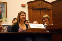 Pictured are 15-year-old Mackenzie Souser of Camarillo and her mother, Claudia, at a House Transportation and Infrastructure Committee, Subcommittee on Rail, Pipelines and Hazardous Materials, hearing on March 17, 2011. Mackenzie and Rep. Gallegly testified before the subcommittee on the impacts of a cap on damages in passenger train accidents. Mackenzie's dad was among the 25 passengers killed when a texting Metrolink engineer ran a red signal and crashed into an oncoming freight train.