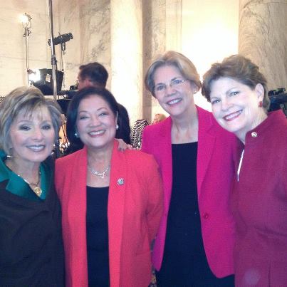 Photo: "It was great to see my new Senate colleagues Elizabeth Warren and Mazie Hirono and my friend Senator Barbara Boxer!" - JS
