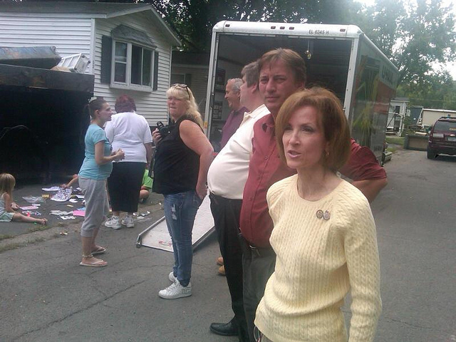 Rep. Hayworth with Blooming Grove residents who have been forced to move out of their homes due to Hurricane Irene