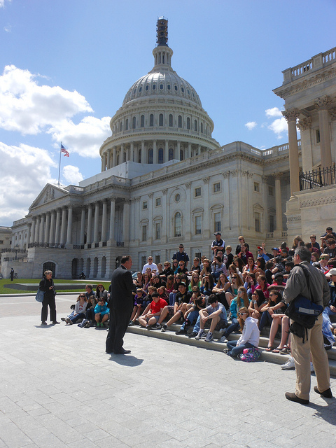 Representative Guinta answered questions from students visiting Washington from Oyster River Middle School in Durham, NH on the steps of the Capitol