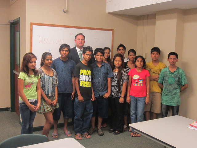 Bhutanese students taking a Summer School Program for College Preparedness with Rep. Frank Guinta