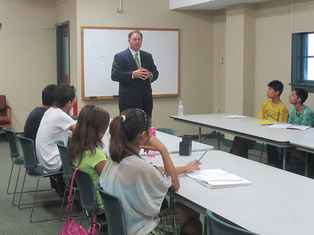 Rep. Guinta talked with Bhutanese students taking a Summer School Program for College Preparedness