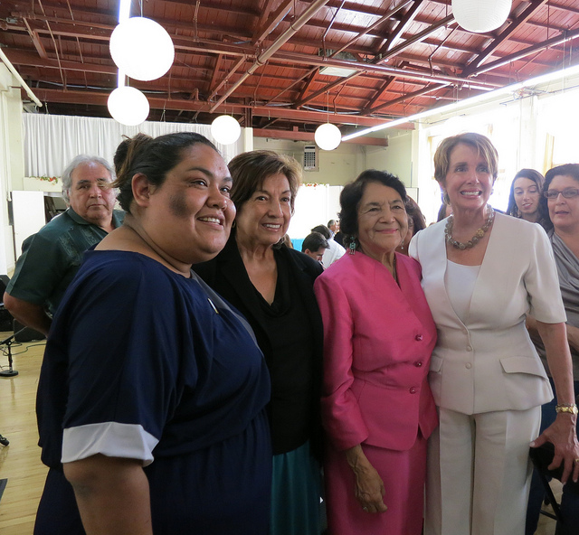 Congresswoman Pelosi joins Olga Miranda, Rosario Anaya, and Dolores Huerta