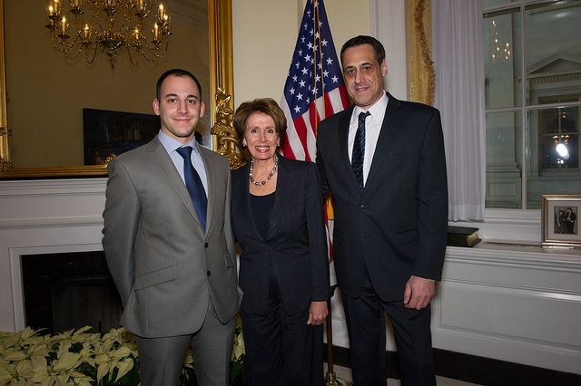Congresswoman Pelosi with with Hungarian LGBT activist Milan Rosza and Stuart Milk