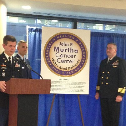 Photo: Two years after his death, the Department of Defense is honoring Rep. John Murtha’s lifelong dedication to the nation’s military by renaming its cancer treatment complex the John P. Murtha Cancer Center. Here’s a picture from the renaming ceremony I attended this afternoon