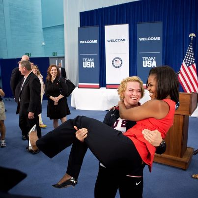 Photo: One of our favorite 2012 photos: The First Lady gets a lift at the Olympics.