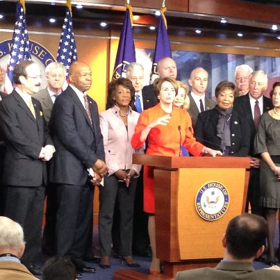 Photo: I was proud to stand with Minority Leader Nancy Pelosi and the Democratic Ranking Members for the 113th Congress this morning.