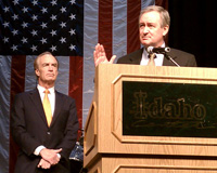 March 4, 2012 - Senator Crapo spoke on the threat of the national debt to the U.S. economy during a 'Vote for America' Rally at the Idaho Center in Nampa. Former presidential candidate and Arkansas Governor Mike Huckabee and former Senator and Idaho Governor Dirk Kempthorne were in attendance.