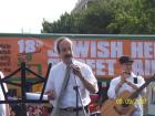 Congressman Eliot Engel speaks to the crowd on Johnson Avenue during Sunday's Riverdale Jewish Community Council annual street fair. He praised the people for coming to the fair to show their support for Israel.