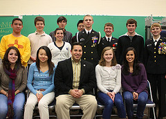 Rep. Luján visits with students at Los Alamos High School.