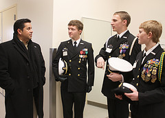 Rep. Luján visits with students at Los Alamos High School.