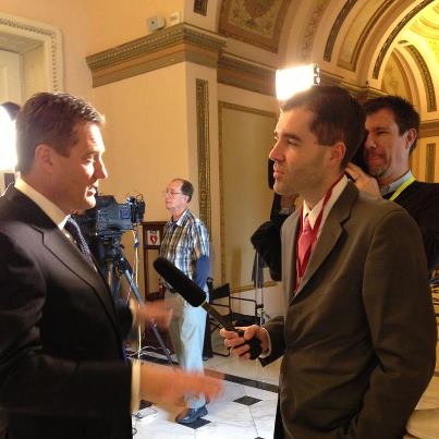 Photo: Speaking with Scott MacFarlane of WHIO-TV about the incoming 113th Congress and the fiscal challenges we face as a nation. We must end the trillion dollar deficits and can not afford to be $20 trillion in debt.