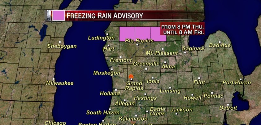 Photo: A Freezing Rain Advisory is in effect until 8 am Friday for Lake and Osceola Counties.  Brief bit of freezing rain possible on untreated roads.