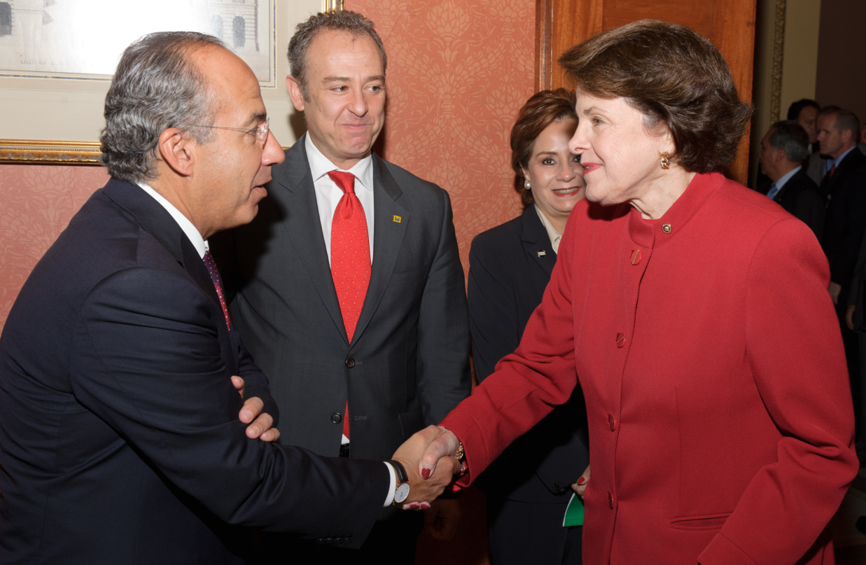 Senator Feinstein meets with Mexican President Felipe Caldern in the Capitol on May 11, 2011.