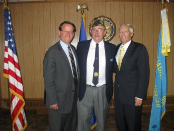 Representative Peters with General Wesley Clark and Jim Daugherty, the Commander of the Berkley American Legion Post 374, at a panel discussion on veterans issues, hosted by Peters