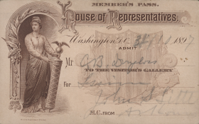 The lucky bearer of this pass could spent a Saturday watching the House in session in 1897.