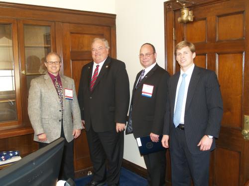 Tim Cummings, Kevin Leiby, and Philip Thompson of the Automotive Service Association of Missouri/Kansas meet with Congressman Long