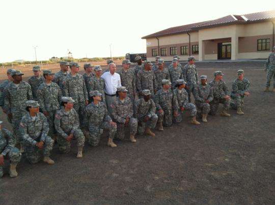 Rep. Frelinghuysen meets with the 1-114th Infantry Battalion of the NJ Army National Guard at Fort Bliss in Texas before deployment to Qatar.