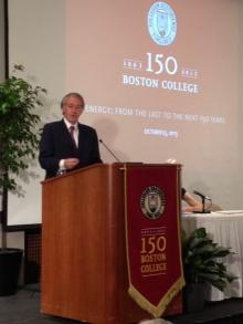 Senator Markey speaking at the Boston College Energy Symposium about our future of clean energy