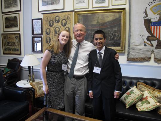 Frelinghuysen meets with National Youth Leadership Conference delegates Harrison Lizarazo and Megan Coyle of Sparta