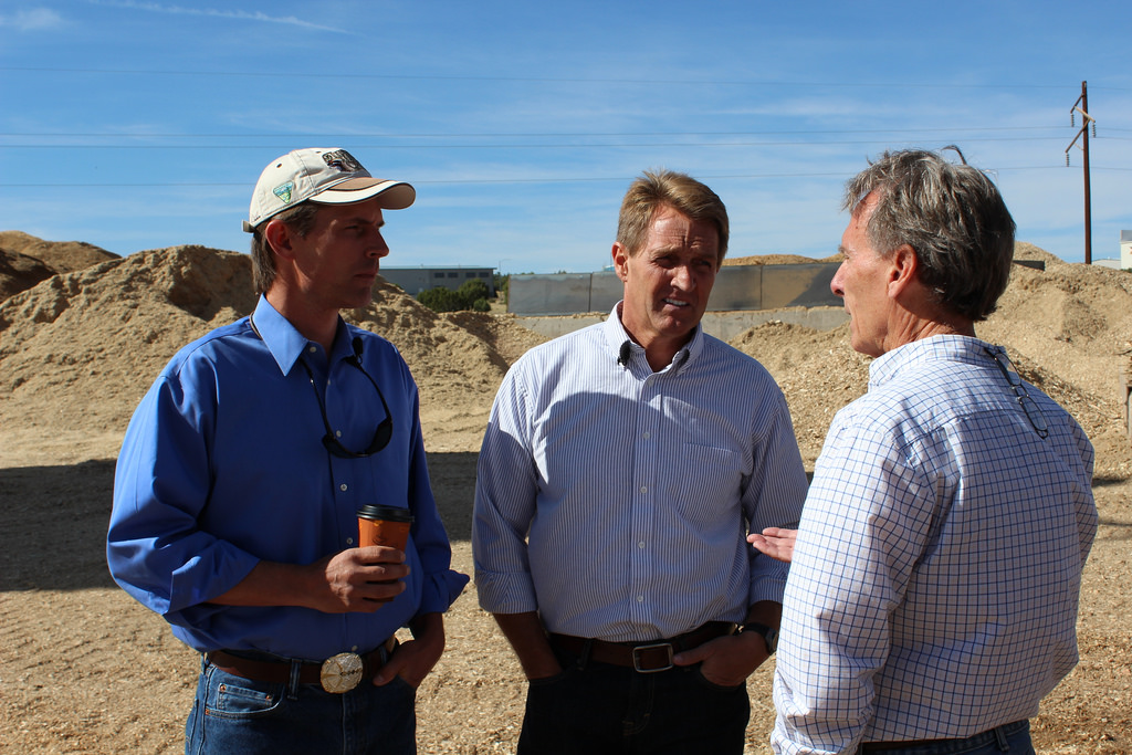 U.S. Senators Martin Heinrich (D-N.M.) and Jeff Flake (R-Ariz.), who both serve on the Senate Energy and Natural Resources Committee, discussed wood energy production, forest restoration, and stewardhship contracts with Forest Energy Corporation President Rob Davis.  The visit was part of a day-long tour in Arizona and New Mexico focused on the senators' bipartisan efforts to address catastrophic wildfire prevention and recovery needs along the states' neighboring border and across the country.
