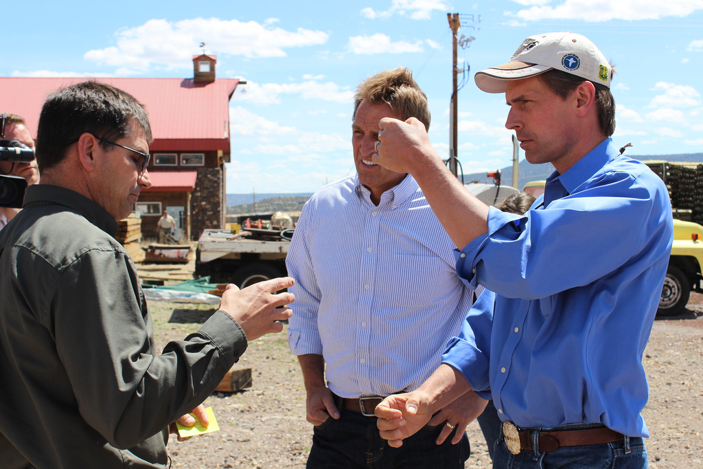 U.S. Senators Martin Heinrich (D-N.M.) and Jeff Flake (R-Ariz.), who both serve on the Senate Energy and Natural Resources Committee, discussed securing wood energy supply with Log and Timberworks and Pressure Treatment Facility owner Randy Nicoll. The visit was part of a day-long tour in Arizona and New Mexico focused on the senators' bipartisan efforts to address catastrophic wildfire prevention and recovery needs along the states' neighboring border and across the country.