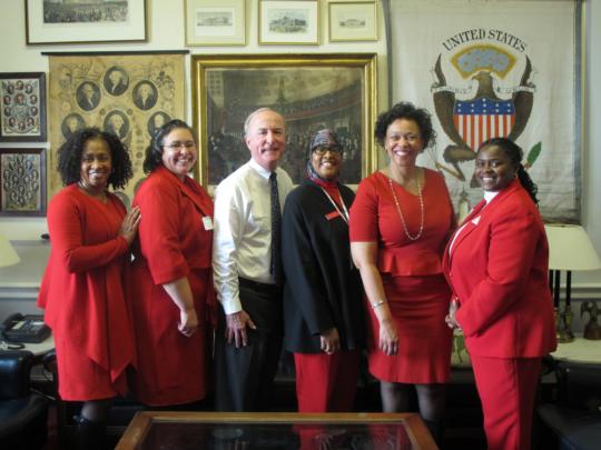 Rep. Frelinghuysen speaks with representatives from the Delta Sigma Theta Sorority