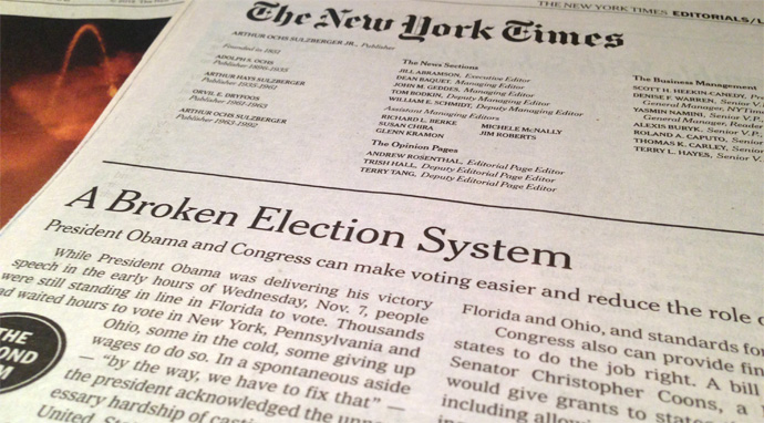 Image of New York Times editorial endorsing the FAST Voting Act