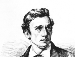 Black and white hand drawn portrait of Thomas Crawford.