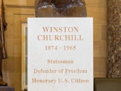 Winston Churchill Bust is made of bronze and was unveiled in a ceremony at the U.S. Capitol on October 30, 2013. The bust is located in the small House Rotunda on the first floor of the U.S. Capitol.