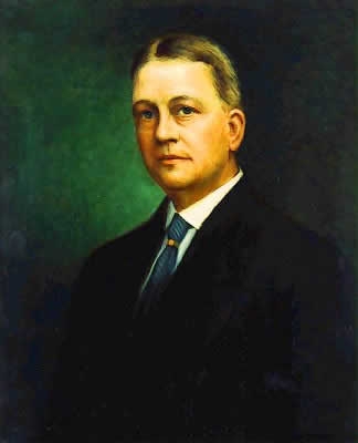 A painted portrait of Elliott Woods 
